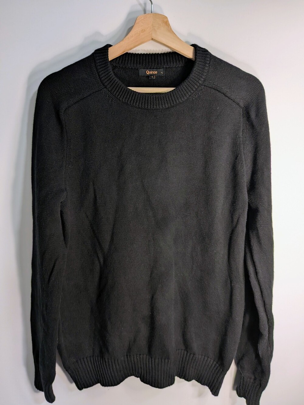 Quince Men's 100% Organic Cotton Crewneck Sweater Black Large